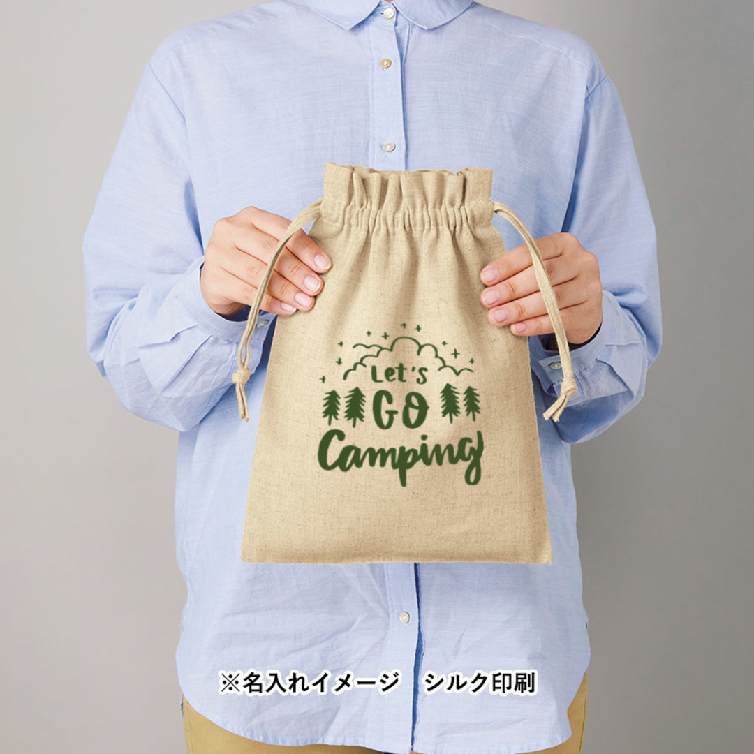 【美品】paisano リネン巾着 サイズL コットンリネン 巾着 (M)｜ノベルティ・オリジナルグッズ・記念品なら