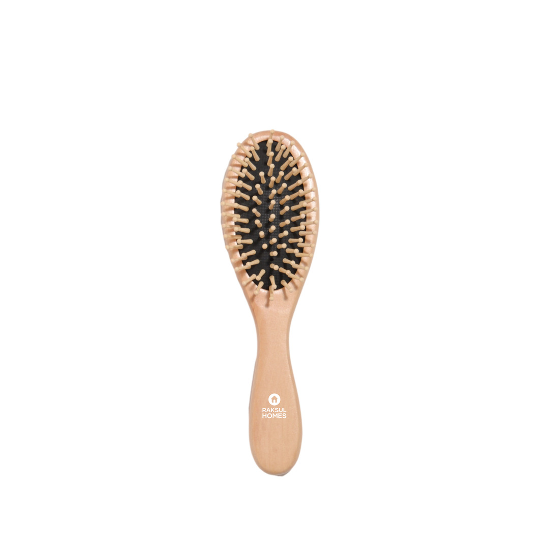 ウッドヘアケアブラシ（巾着付き）