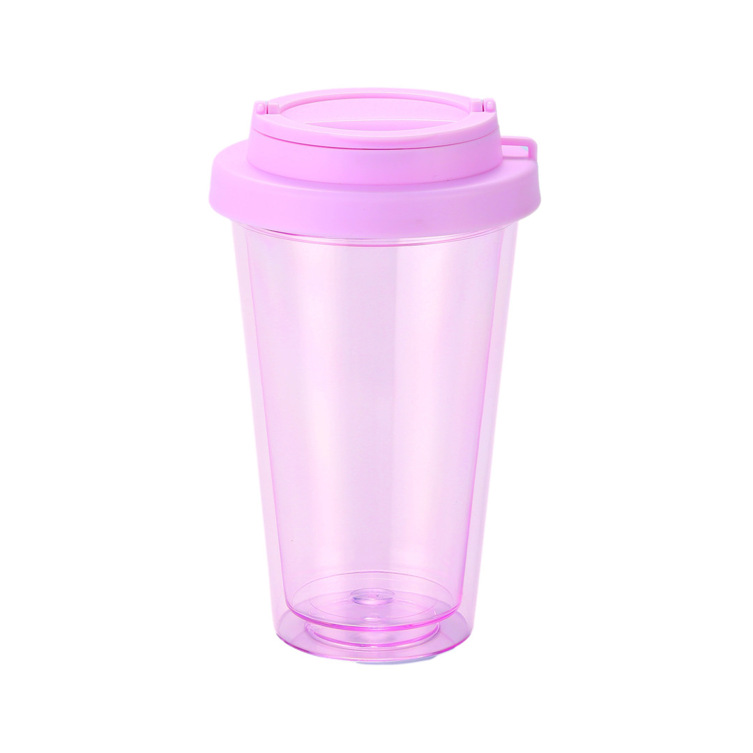 フラップ付二重構造クリアタンブラー 450ml