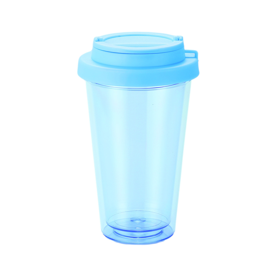 フラップ付二重構造クリアタンブラー 450ml