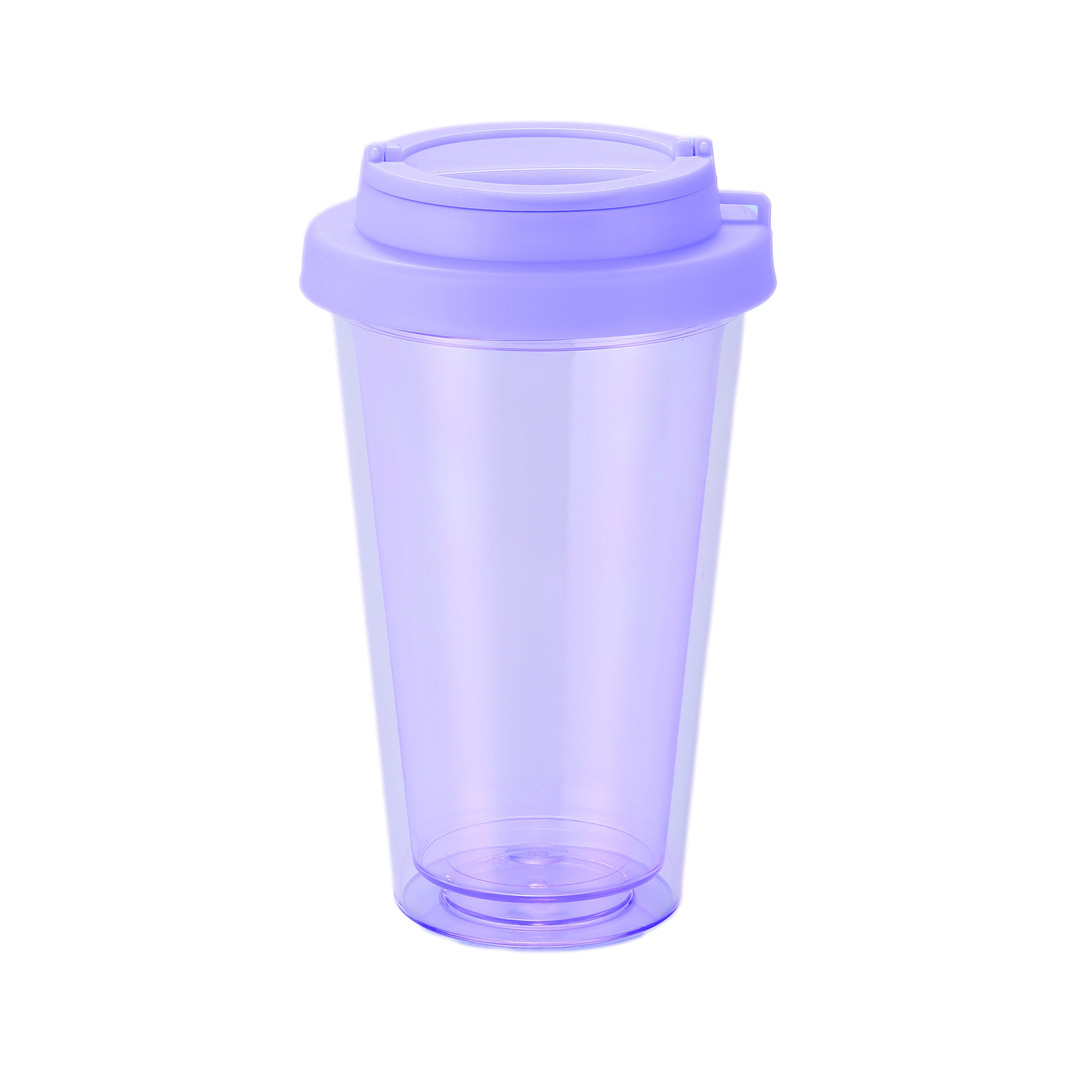 フラップ付二重構造クリアタンブラー 450ml