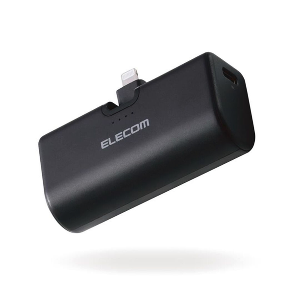 エレコム モバイルバッテリー 5000mAh 小型 軽量 Lightning端子一体型 ブラックの商品画像