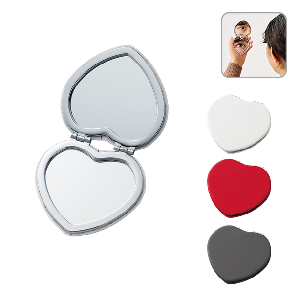 全面印刷できる合皮コンパクトミラー　ハート画像