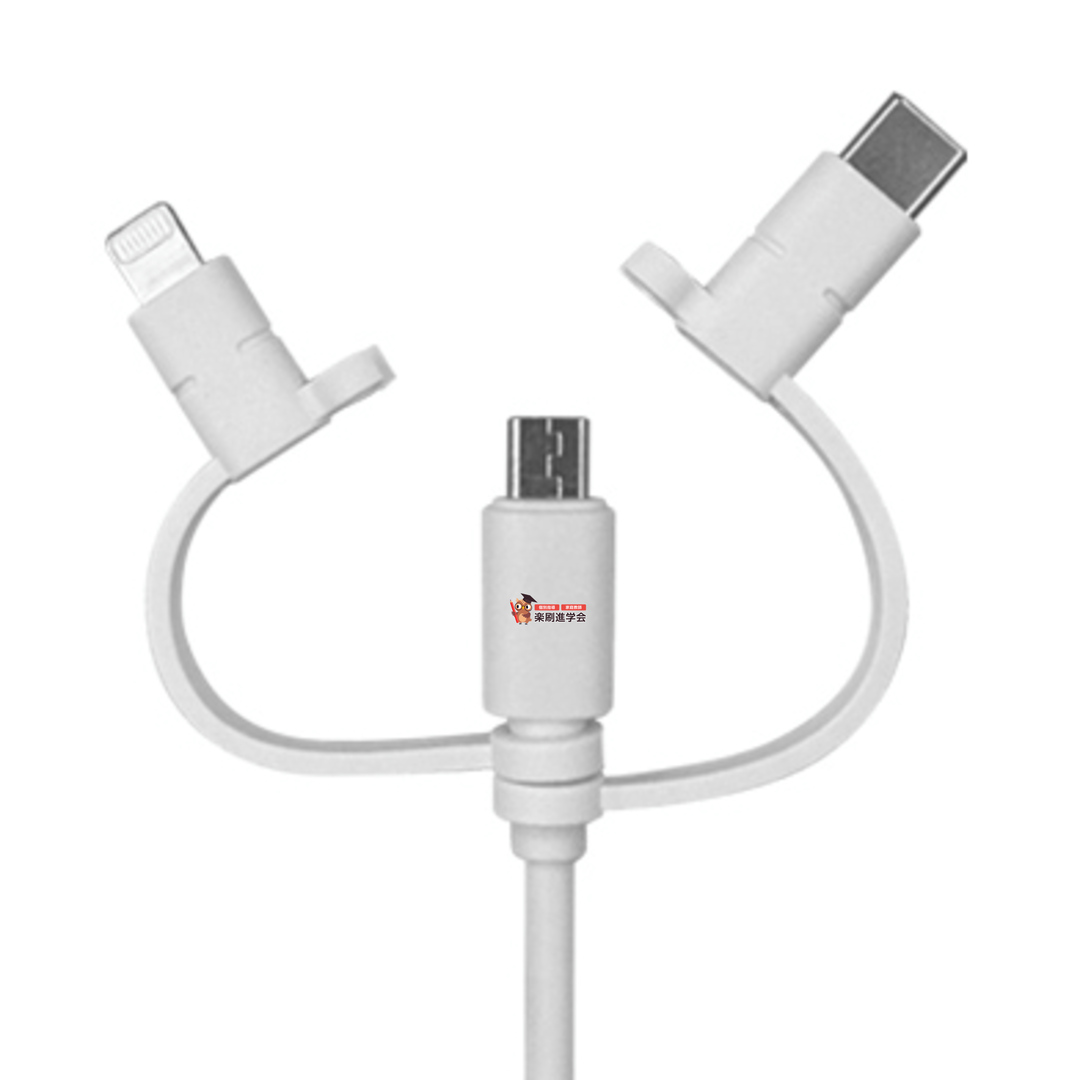 変換コネクタ付き3in1マルチケーブル【Apple認証品】画像