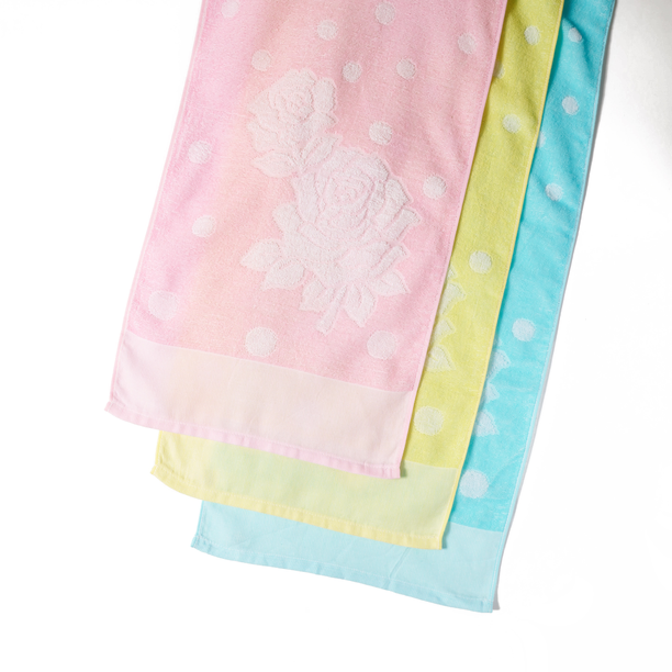 カラー水玉柄国産タオル 3色セット 200匁画像