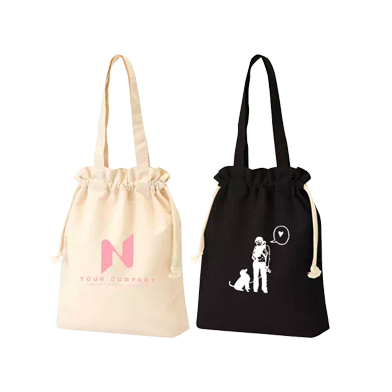 厚手コットン ガゼット巾着トート (M)画像