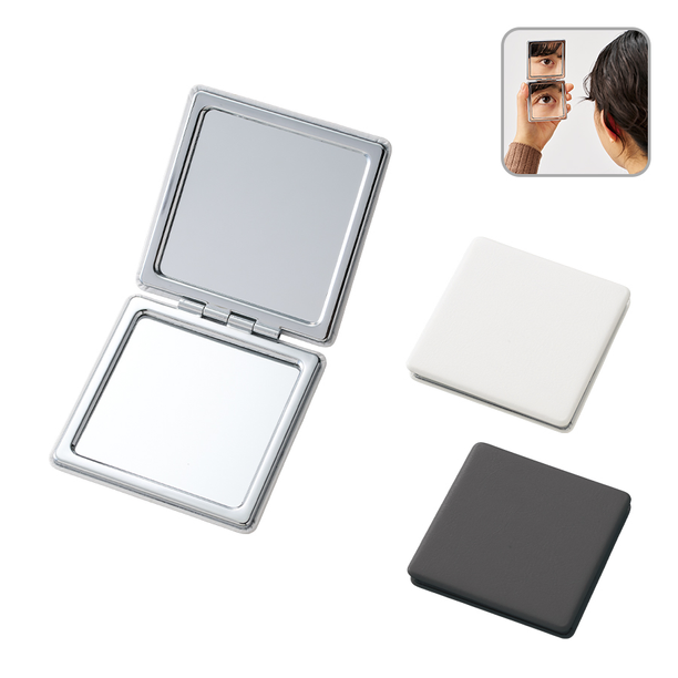 全面印刷できる合皮コンパクトミラー　スクエア（両面対応）画像