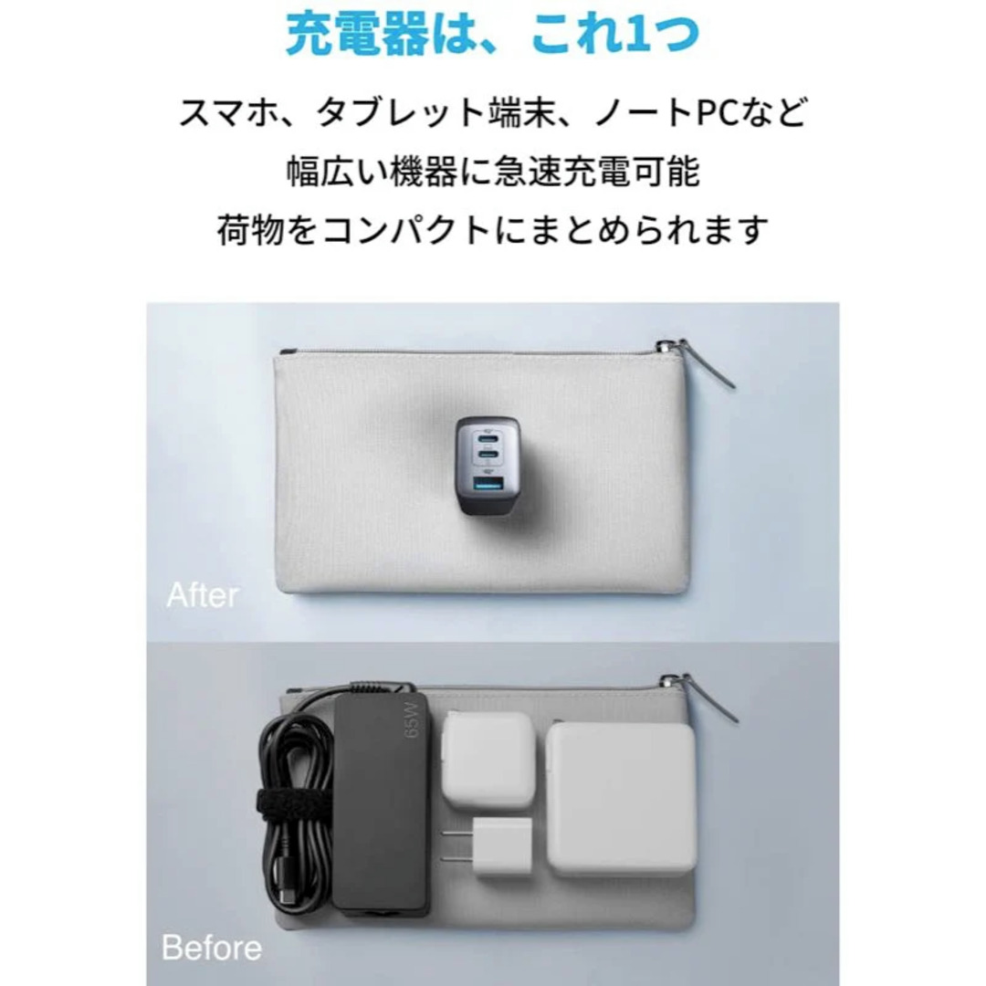 Anker PowerPortIII3-PortPod 急速充電器 65W 3ポート USB-A・Type-C