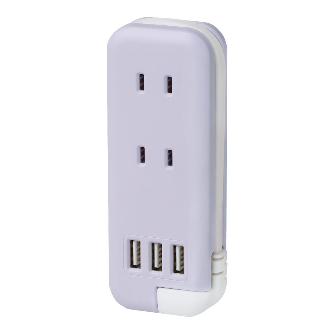 ソニック ユートリムエル ポータブルコンセント(2口) スリム形状 3ポート付 USB-A