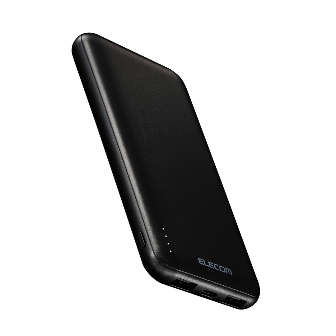 エレコム モバイルバッテリー 10000mAh 大容量 薄型 ケーブル付属 DE-C66-10000