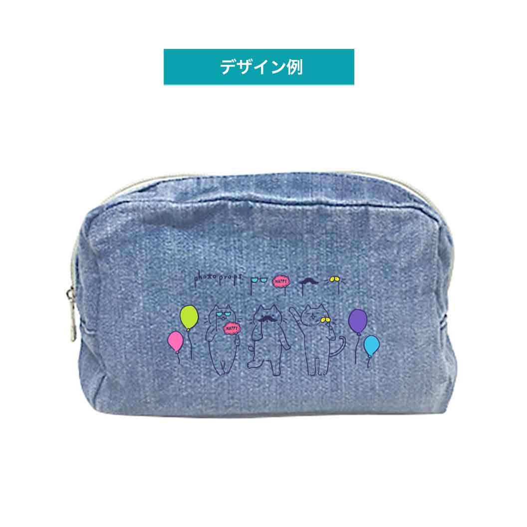 デニム ファスナーポーチ (M)｜ノベルティ・オリジナルグッズ・記念品