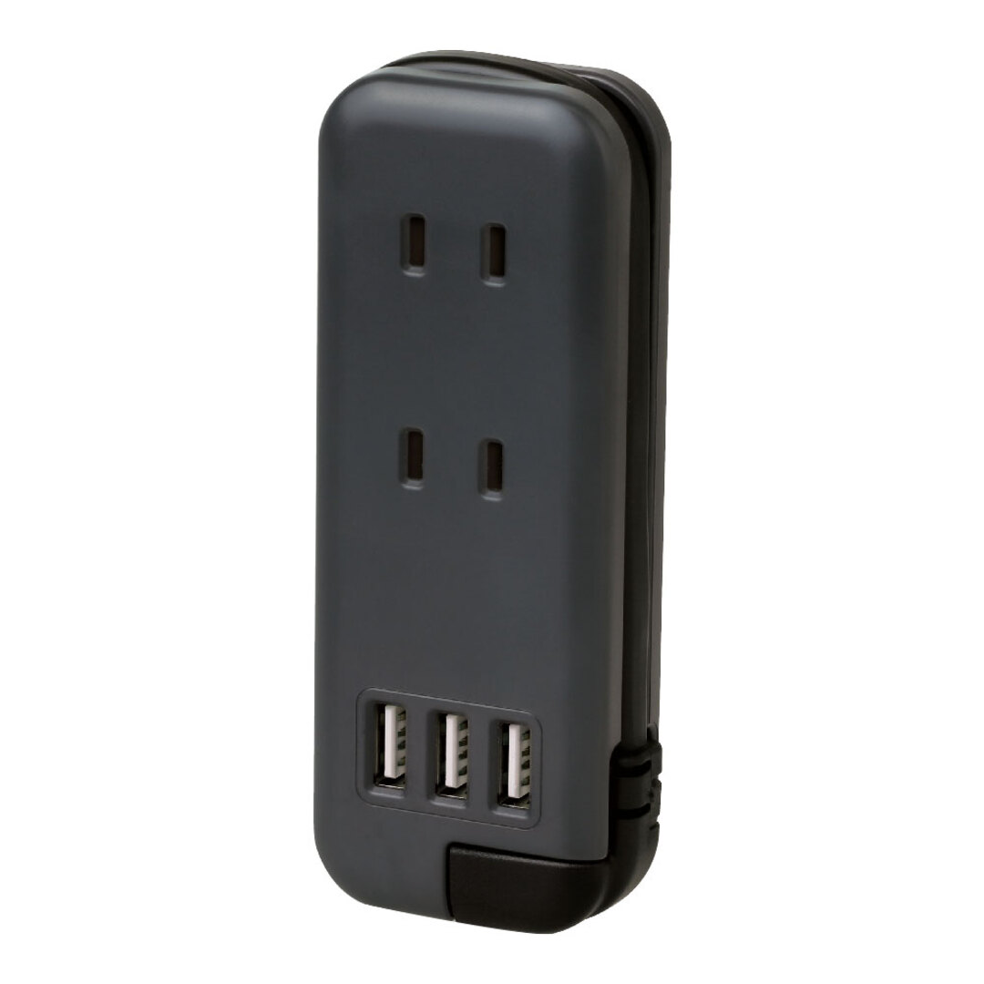 ソニック ユートリムエル ポータブルコンセント(2口) スリム形状 3ポート付 USB-A