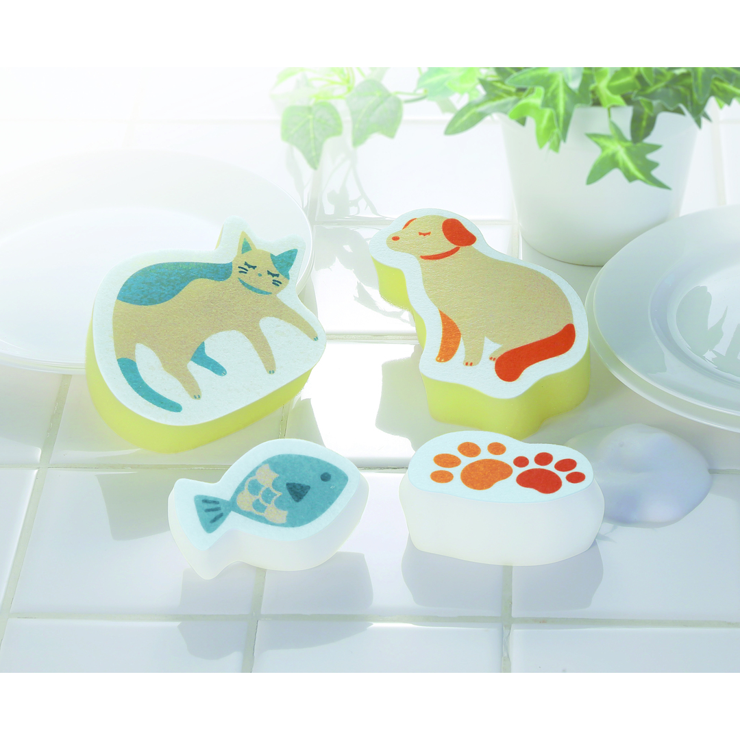 【商品のみ】DOG&CATキッチンスポンジ4Pセット