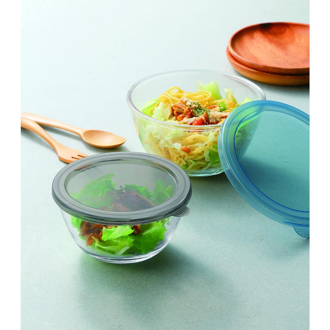 【商品のみ】ベシカ・蓋付き耐熱ガラスボウル2サイズセット