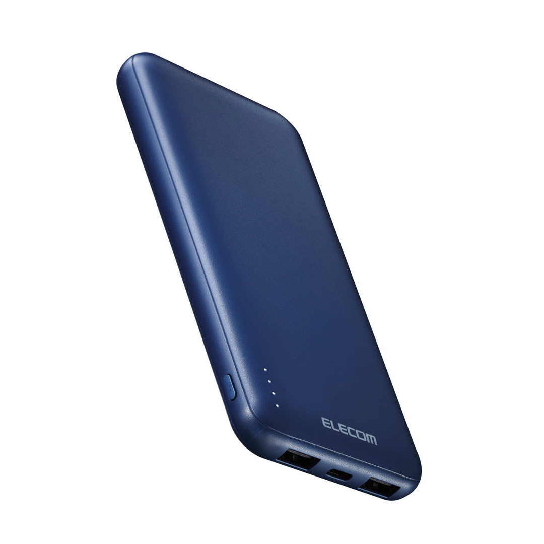 【100個から割引】エレコム モバイルバッテリー 10000mAh 大容量 薄型 ケーブル付属 DE-C66-10000